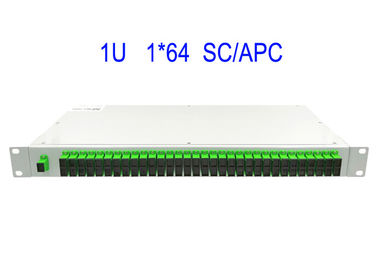 1U Rack Mount 1 × 64 SM Fiber Optic PLC Splitter SC / APC Box 19 بوصة بيضاء